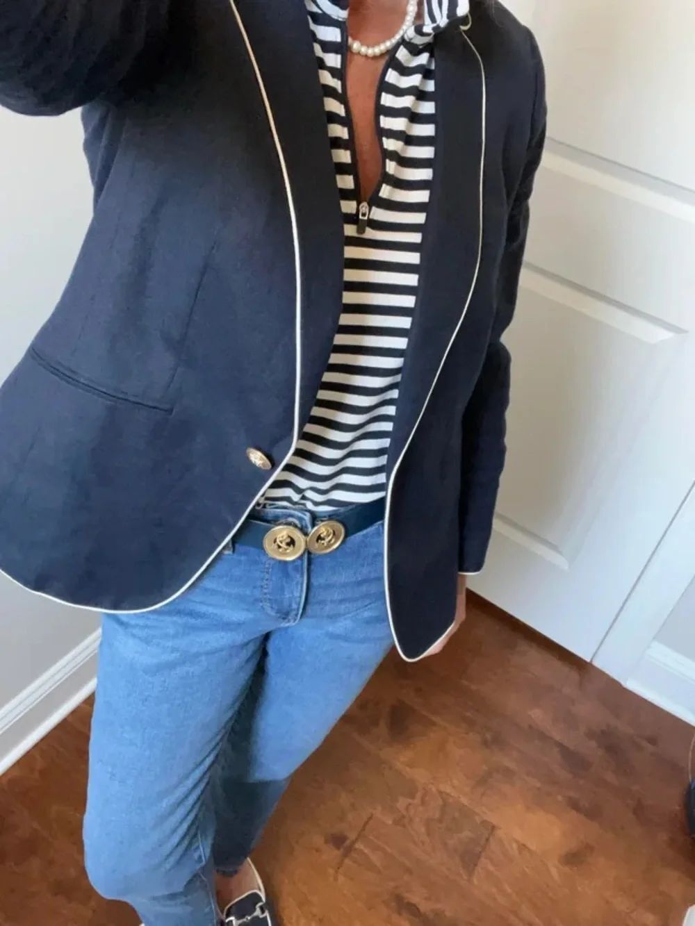 Talbots Linen Navy Nautical Blazer Worn Once